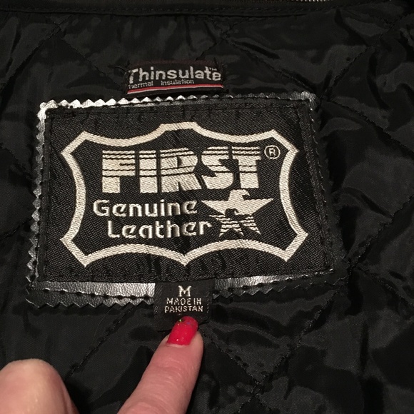 VINTAGE Fringed Heavy Leather Coat, Medium - Picture 8 of 8